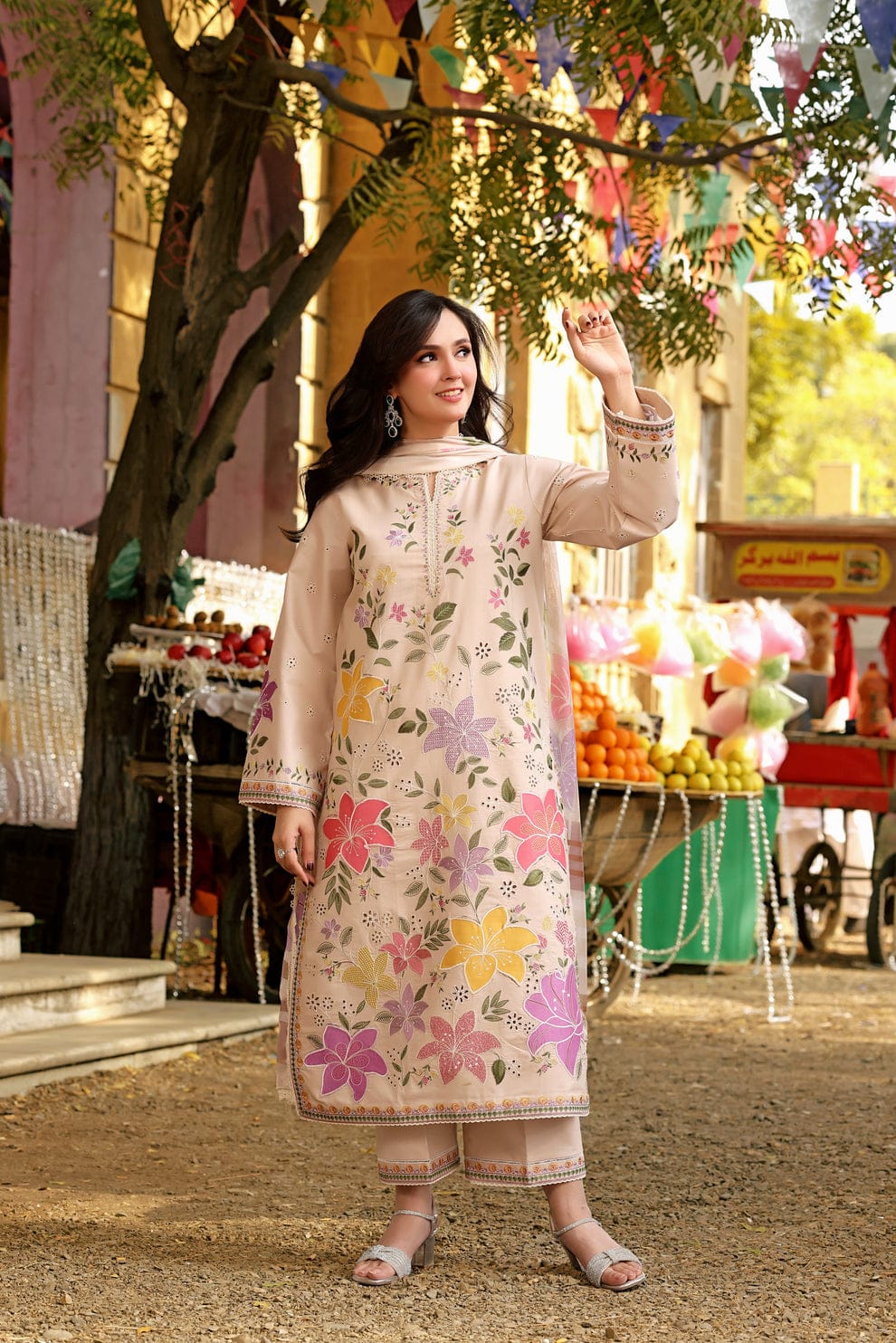 Pastel Blossom Front Embroidered 3-Piece Lawn Suit