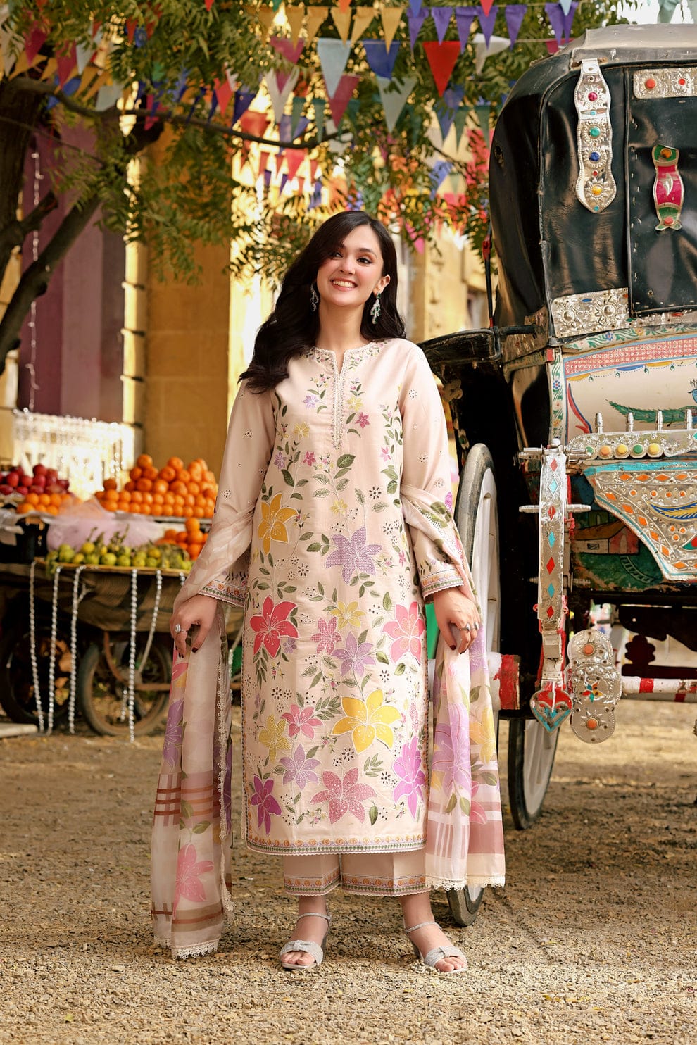 Pastel Blossom Front Embroidered 3-Piece Lawn Suit